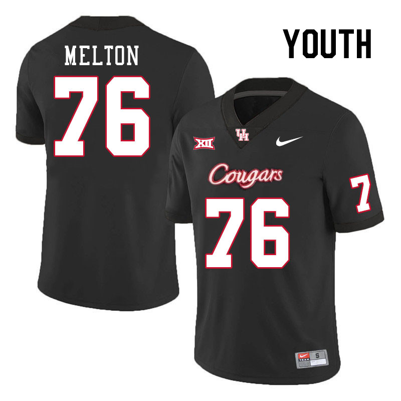 Youth #76 Cedric Melton Houston Cougars College Football Jerseys Stitched-Black